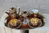 Rare antique bohemia marked porcelain napoleon Tete a tete tea coffee set cups