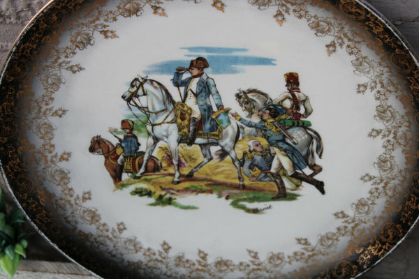 PAIR vintage german napoleon battle porcelain plates signed bavaria schumann