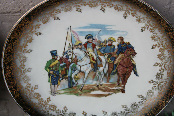 PAIR vintage german napoleon battle porcelain plates signed bavaria schumann