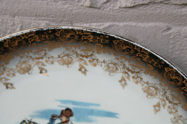 PAIR vintage german napoleon battle porcelain plates signed bavaria schumann