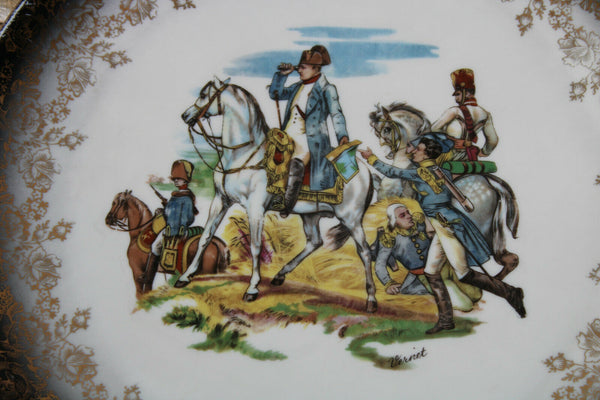 PAIR vintage german napoleon battle porcelain plates signed bavaria schumann