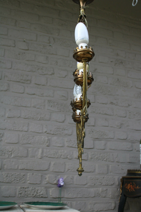 Antique French church candelabra  chandelier lamp religious rare n1