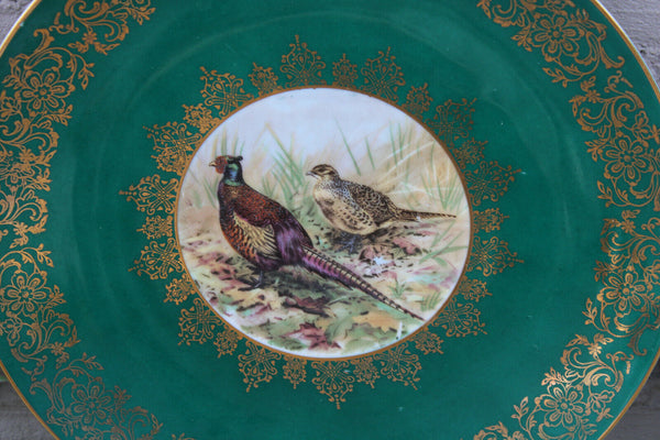 PAIR German bavaria animal partridge bird plates porcelain marked