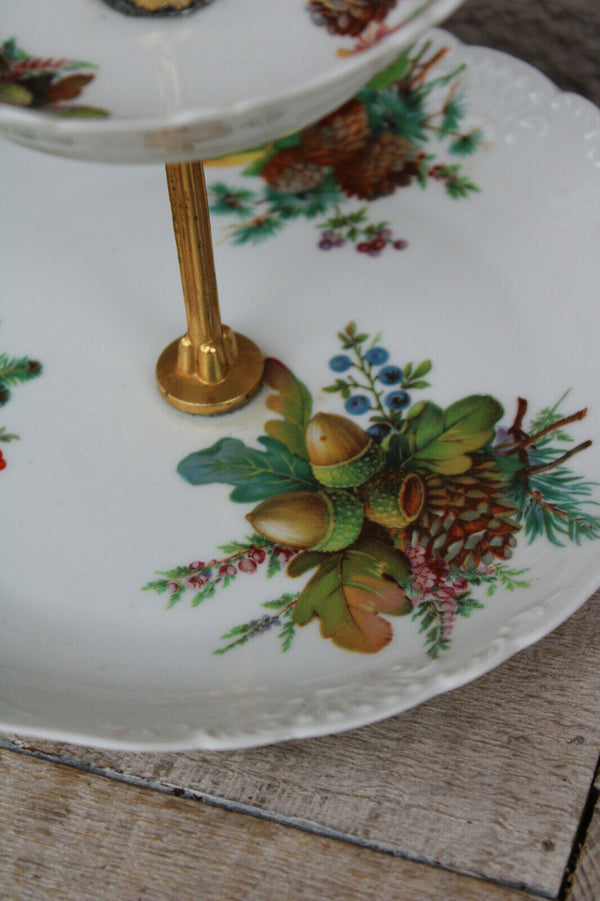 Limoges marked porcelain centerpiece presentation tray servant autumn scene