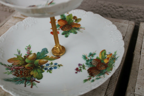 Limoges marked porcelain centerpiece presentation tray servant autumn scene