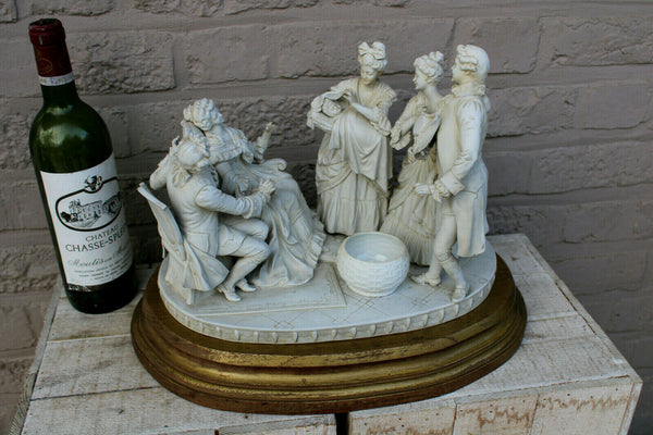 Rare XL antique French bisque porcelain baptism group statue figurine