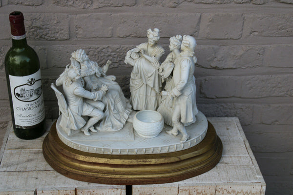 Rare XL antique French bisque porcelain baptism group statue figurine