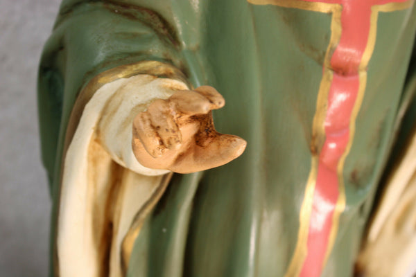 XL rare Antique french religious statue figurine Saint hubert patron hunter