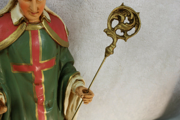 XL rare Antique french religious statue figurine Saint hubert patron hunter