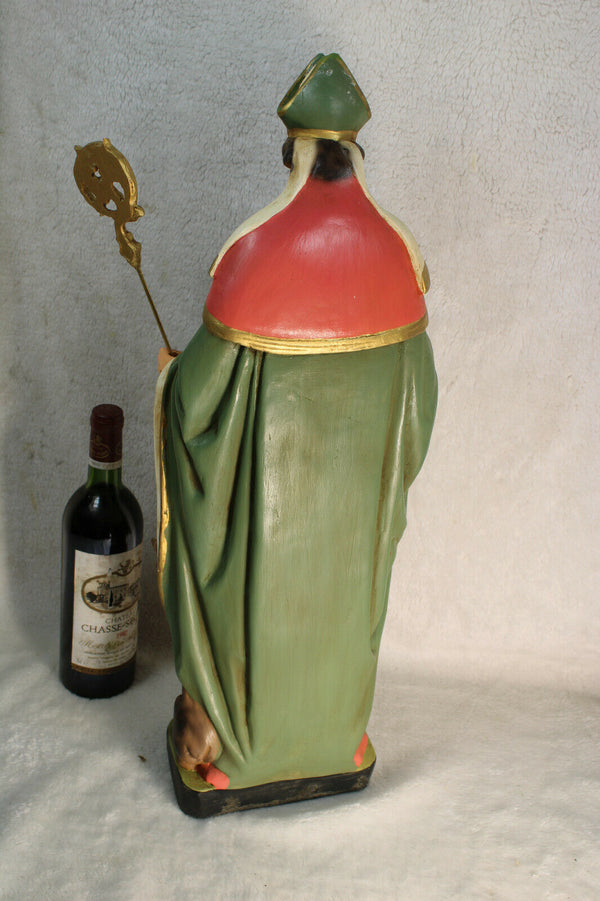 XL rare Antique french religious statue figurine Saint hubert patron hunter