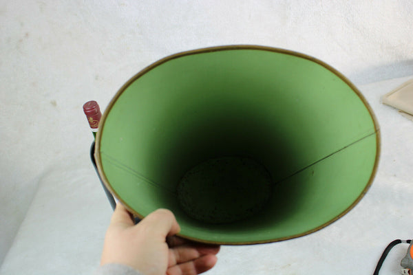 French 1950 MEtal enamel Floral umbrella stand