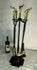 Vintage 1970 Cast iron equestrian horse head fireplace tool set