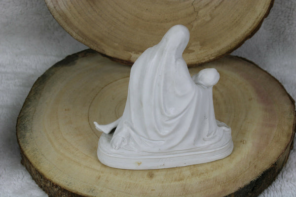 Antique French White bisque porcelain Pieta jesus mary Statue marked