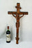 French religious vintage wood carved crucifix cross