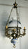 Vintage French Faience Brass Dragons ggothic opaline glass chandelier lamp