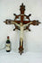 HUGE 35.4" Church religious neo gothic wood carved crucifix chalkware fleur lys