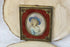 Antique French miniature portrait lady  signed velvet