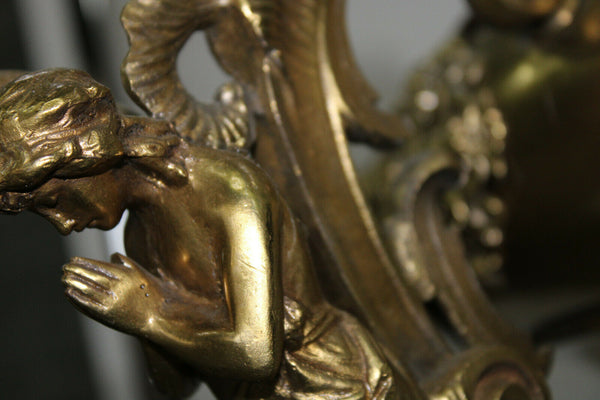 Antique church religious SAnctuary Bronze copper Chandelier angel cherub rare