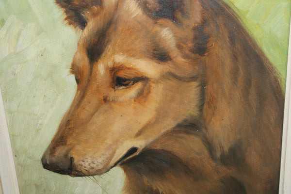 Emiel DEVos  ( 1886-1964) oil panel painting german sheperd dog listed artist