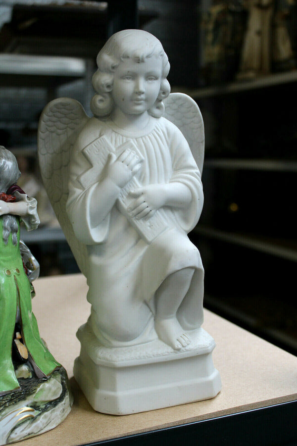 Antique French sevres Bisque porcelain religious angel figurine statue marked