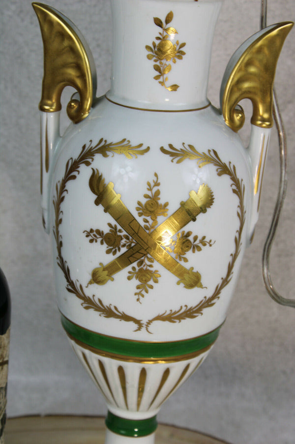 French porclelain De couleuvre marked napoleon Lamp marked