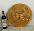 Vintage italian wood carved putti cherub dolphin riding round wall panel plaque