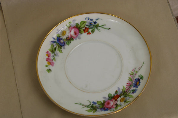 French porcelain hand paint floral bonbonniere chocolate candy box on plate