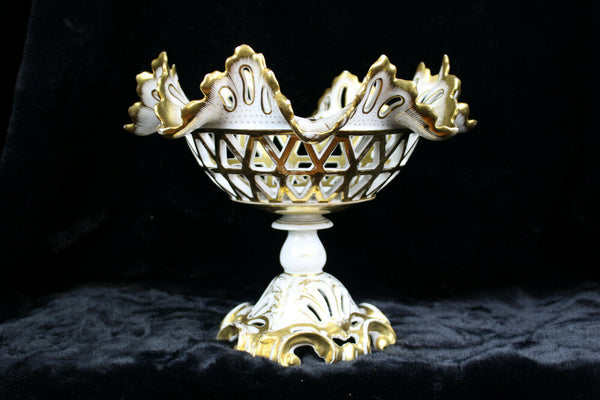 Antique French vieux paris Centerpiece bowl gold gilt 19thc