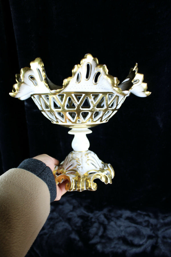 Antique French vieux paris Centerpiece bowl gold gilt 19thc