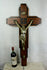 XXL 33" Art deco 1930 wood carved metal christ Crucifix cross church religious