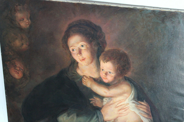 XL Antique flemish school religious madonna painting FRANS ROS 1883/1968 church