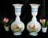 Antique pair french opaline glass vases hand paint pheasant bird scene rare