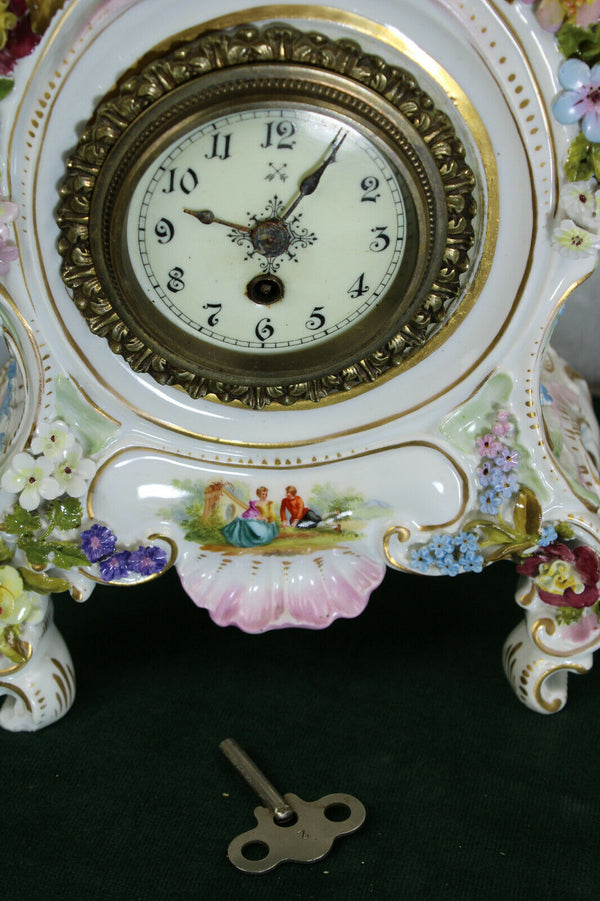 German Dresden porcelain bisque clock cherubs putti figurine marked