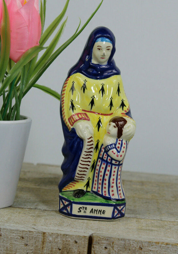 Antique henriot quimer faience SAINT ANNE statue figurine religious