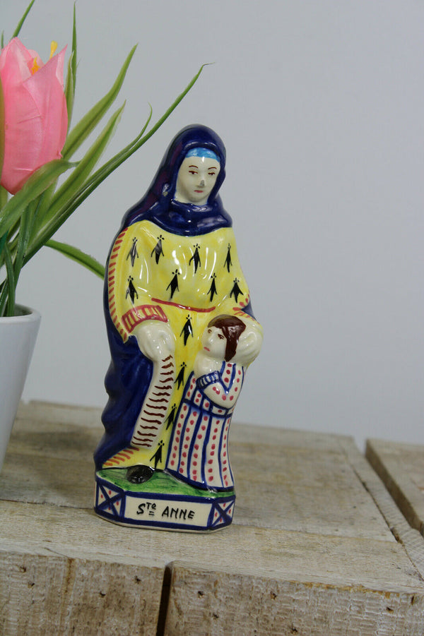 Antique henriot quimer faience SAINT ANNE statue figurine religious