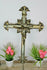 Antique French bronze silver patina Wall crucifix cross rare