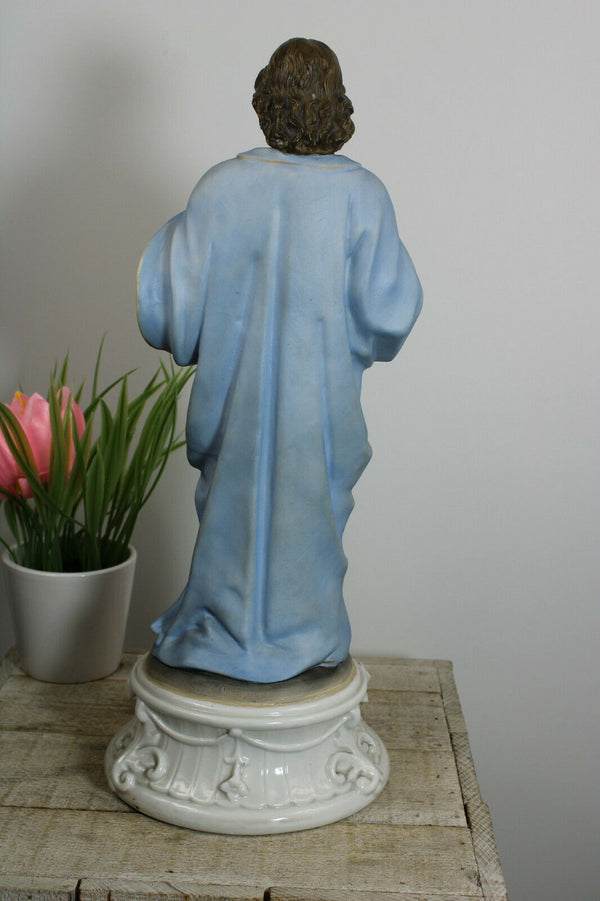 Antique Vieux andenne porcelain soft pastel sacred heart christ statue figurine