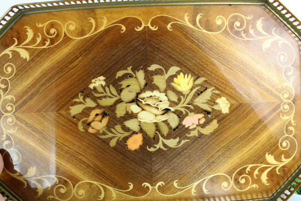 Vintage French Wood inlaid Serving tray 1970