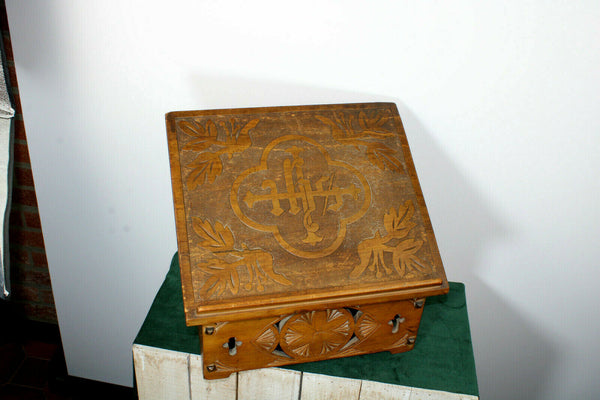Antique Holland Frisian wood carved Lectern bible stand altar church religious