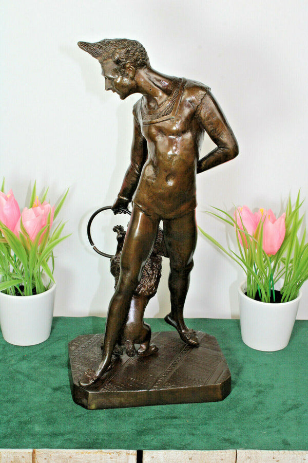 Vintage Bronze art deco Statue dog trainer Figurine after Bayre