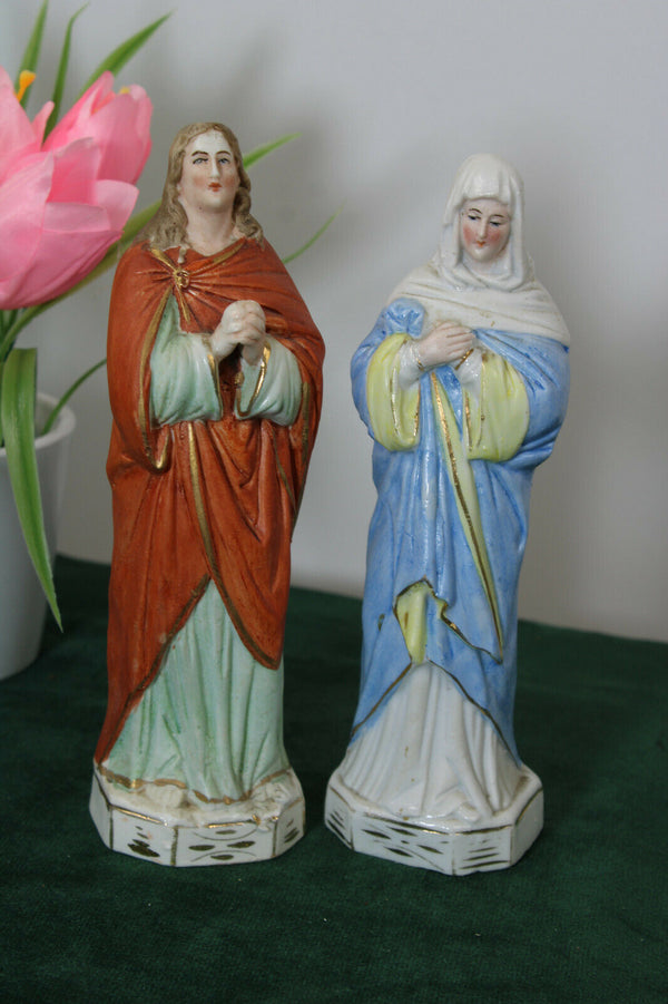 antique pair johannes and magdalena porcelain figurine statue