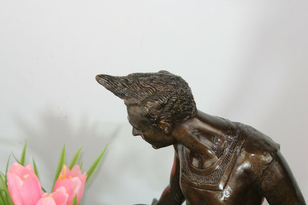 Vintage Bronze art deco Statue dog trainer Figurine after Bayre