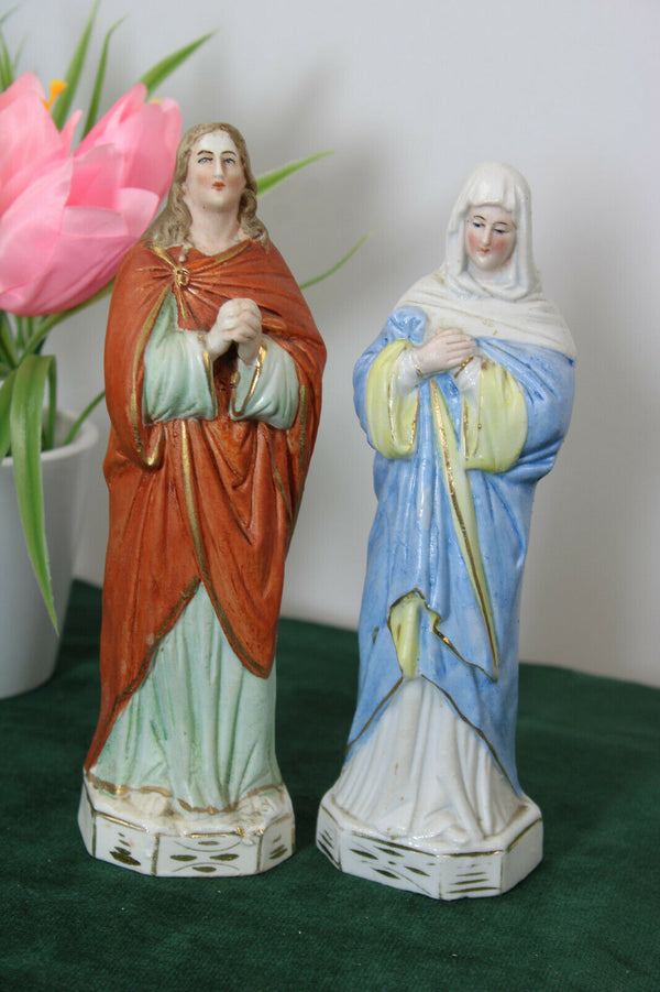 antique pair johannes and magdalena porcelain figurine statue