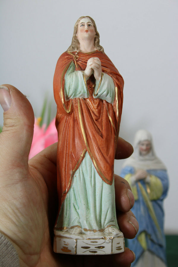 antique pair johannes and magdalena porcelain figurine statue