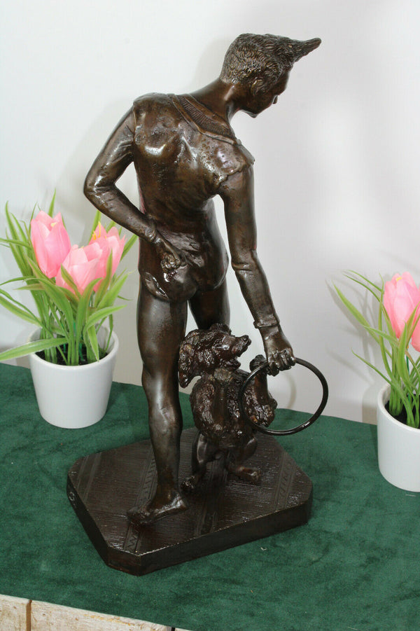 Vintage Bronze art deco Statue dog trainer Figurine after Bayre