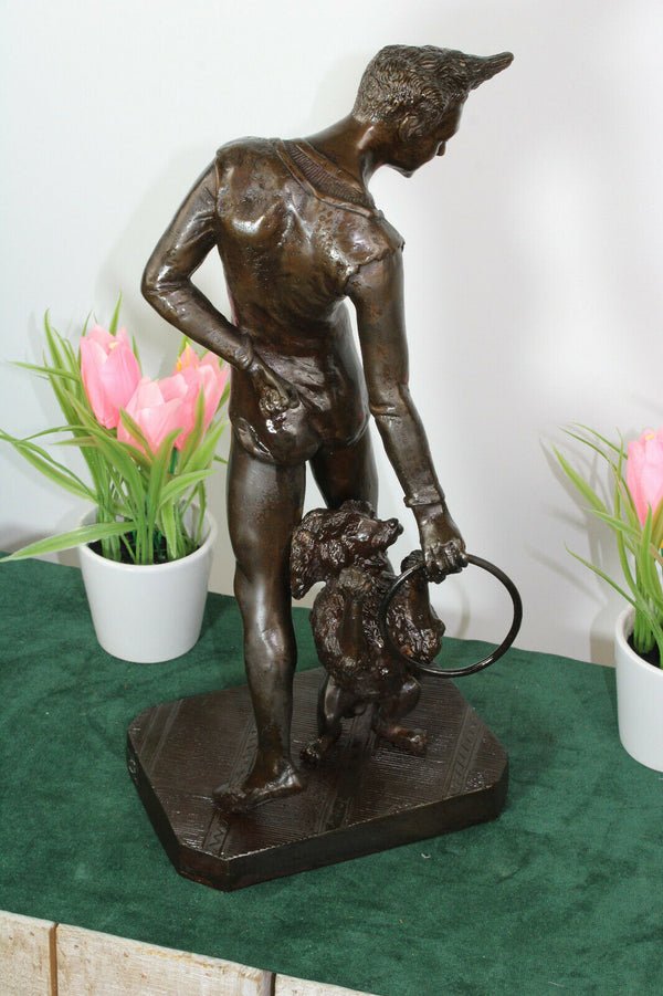 Vintage Bronze art deco Statue dog trainer Figurine after Bayre