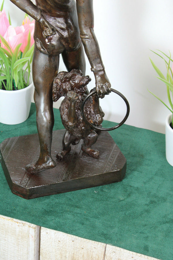 Vintage Bronze art deco Statue dog trainer Figurine after Bayre