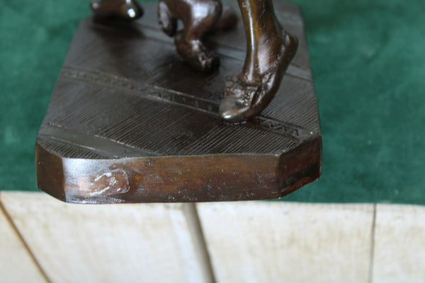 Vintage Bronze art deco Statue dog trainer Figurine after Bayre