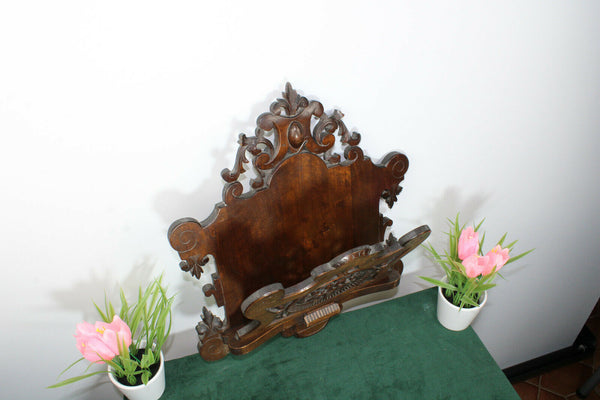 Antique German black forest wood carved wall letter holder