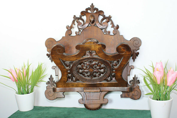 Antique German black forest wood carved wall letter holder